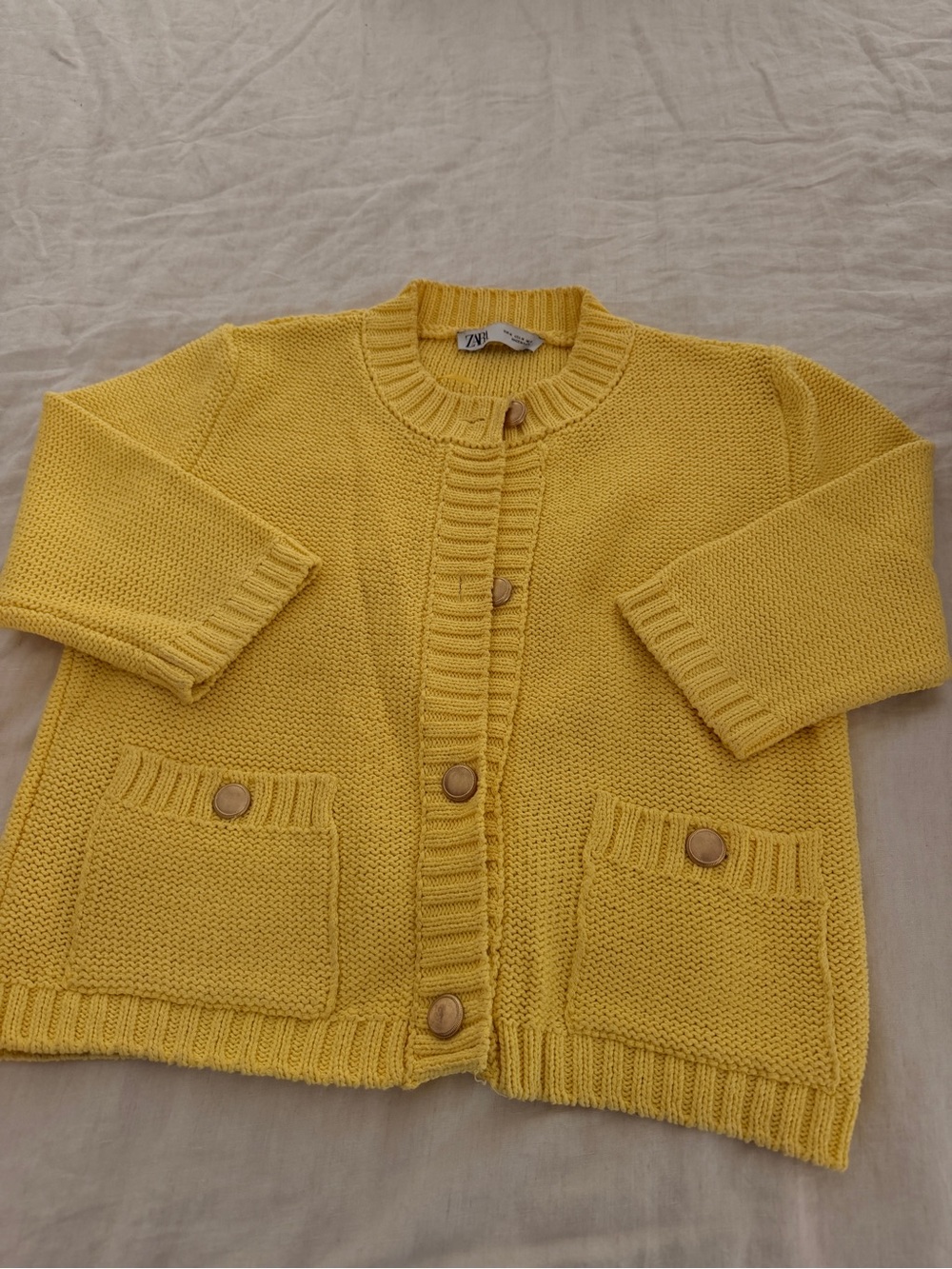 Zara Bright Yellow Knit Button-Front Cardigan